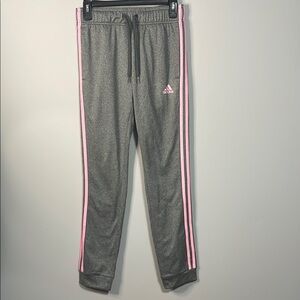Adidas Slim Fit Straight Leg Full Length Gray and Pink Joggers Size XS